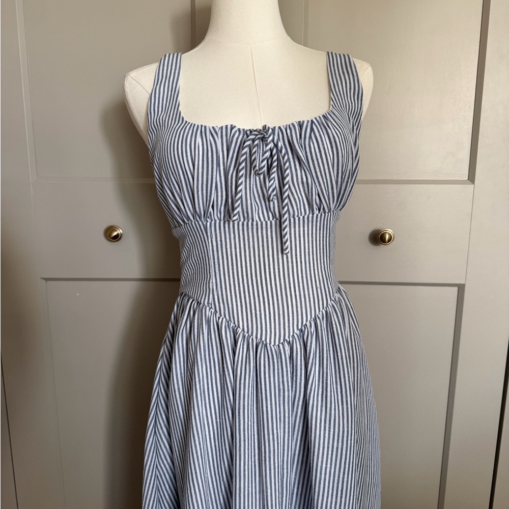 Blue and White Striped Sundress - Sleeveless Maxi Dress Size Small (Like New) - Picture 4 of 4